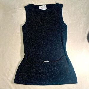 VTG Daniel Laurent Blue & Black Metallic Shimmer Tunic Top Cyber Y2K Small